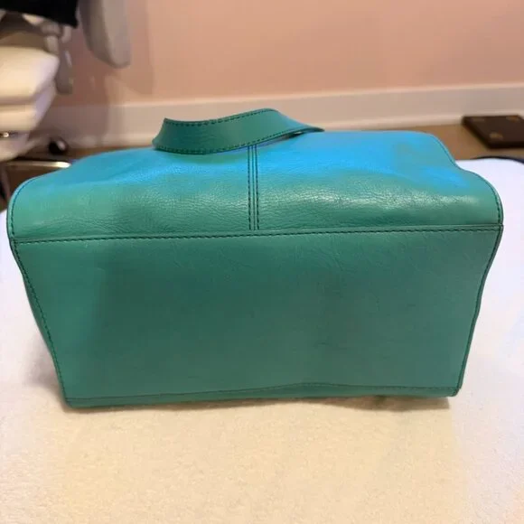 Rare Fossil Teal Satchel Leather Shoulder Bag Spring - Picture 5 of 11